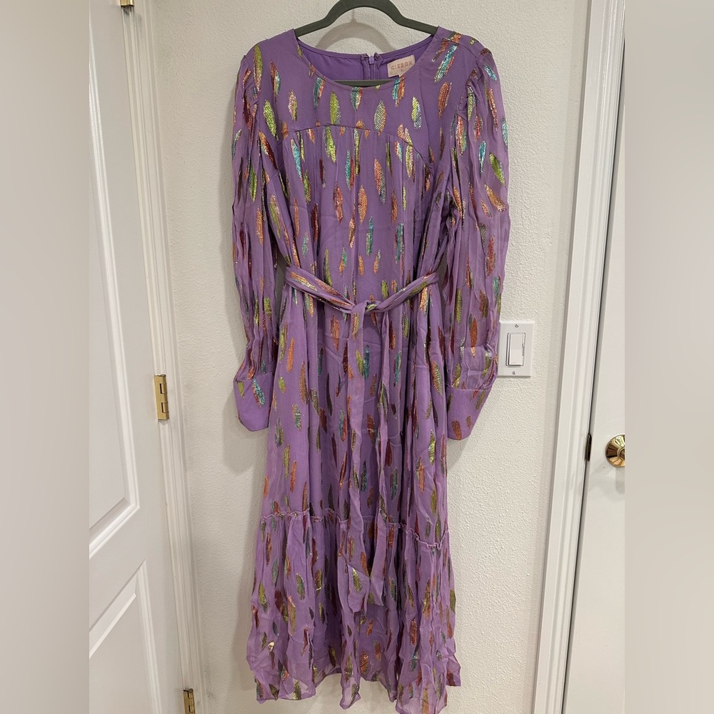 CIEBON Purple Maxi Dress with Colorful Print